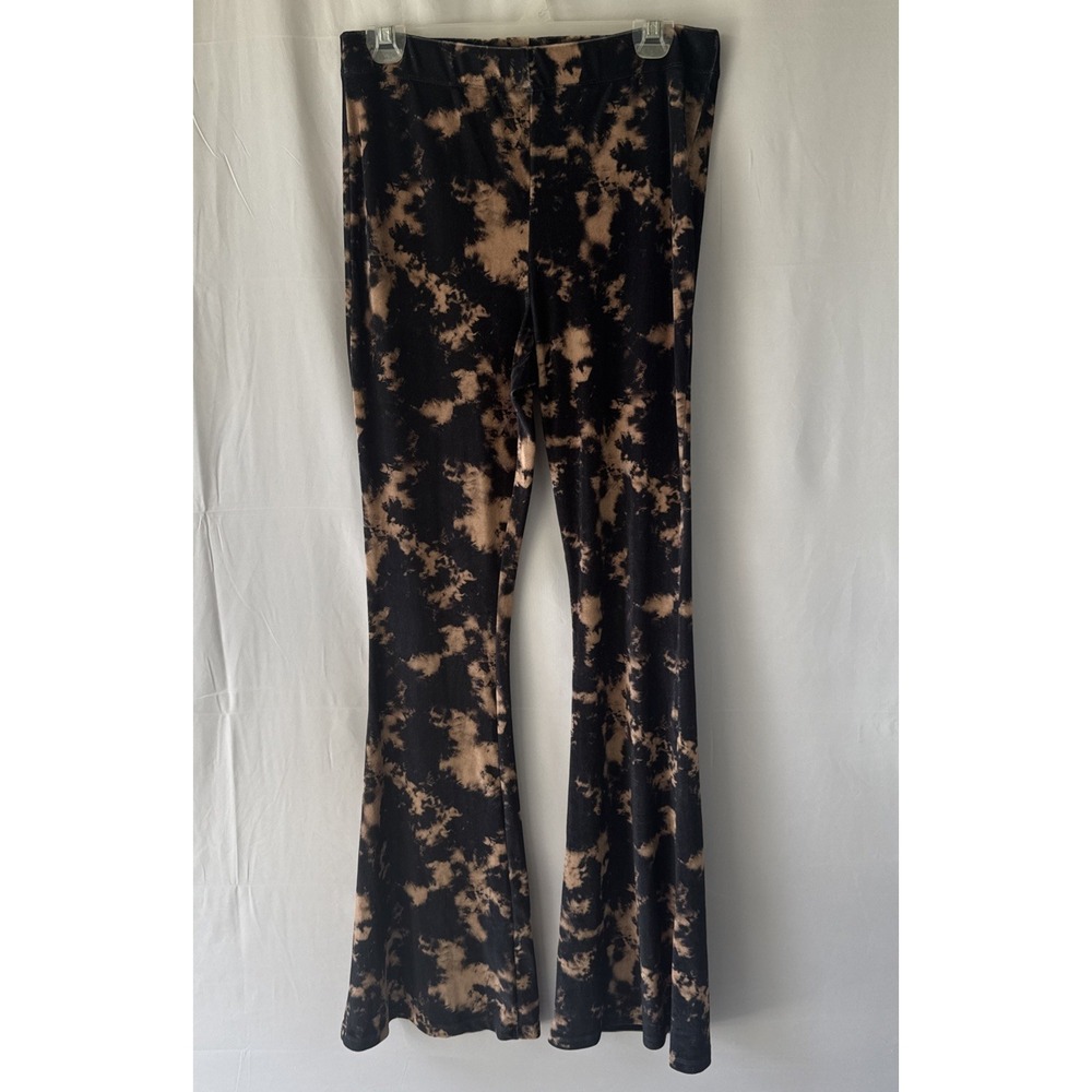 Topshop Pants Women's Sz 10 Tie-Dye Velvet High Rise Bell Bottom Flared Leggings